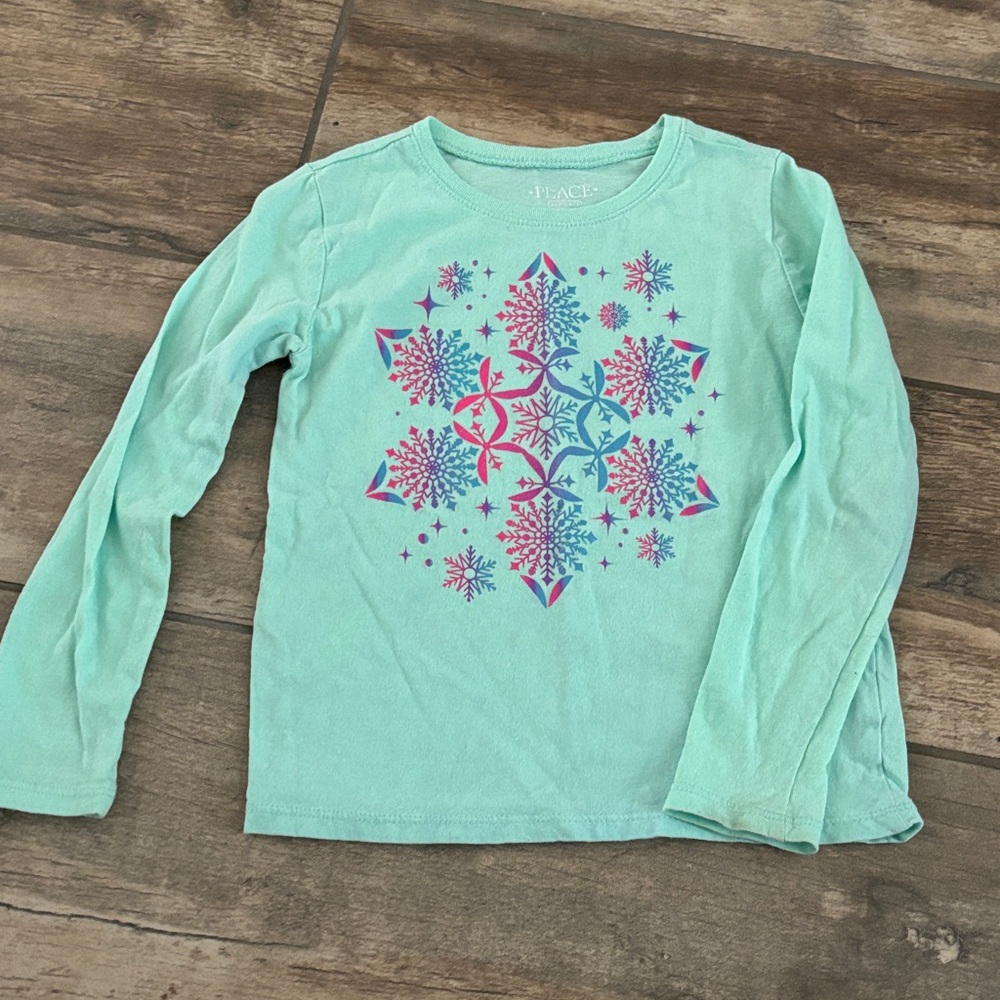 The Children's Place Aqua Snowflake Long Sleeve Tee